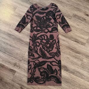 Peruvian Connection Pima Cotton Alpaca Silk Blend Midi Dress